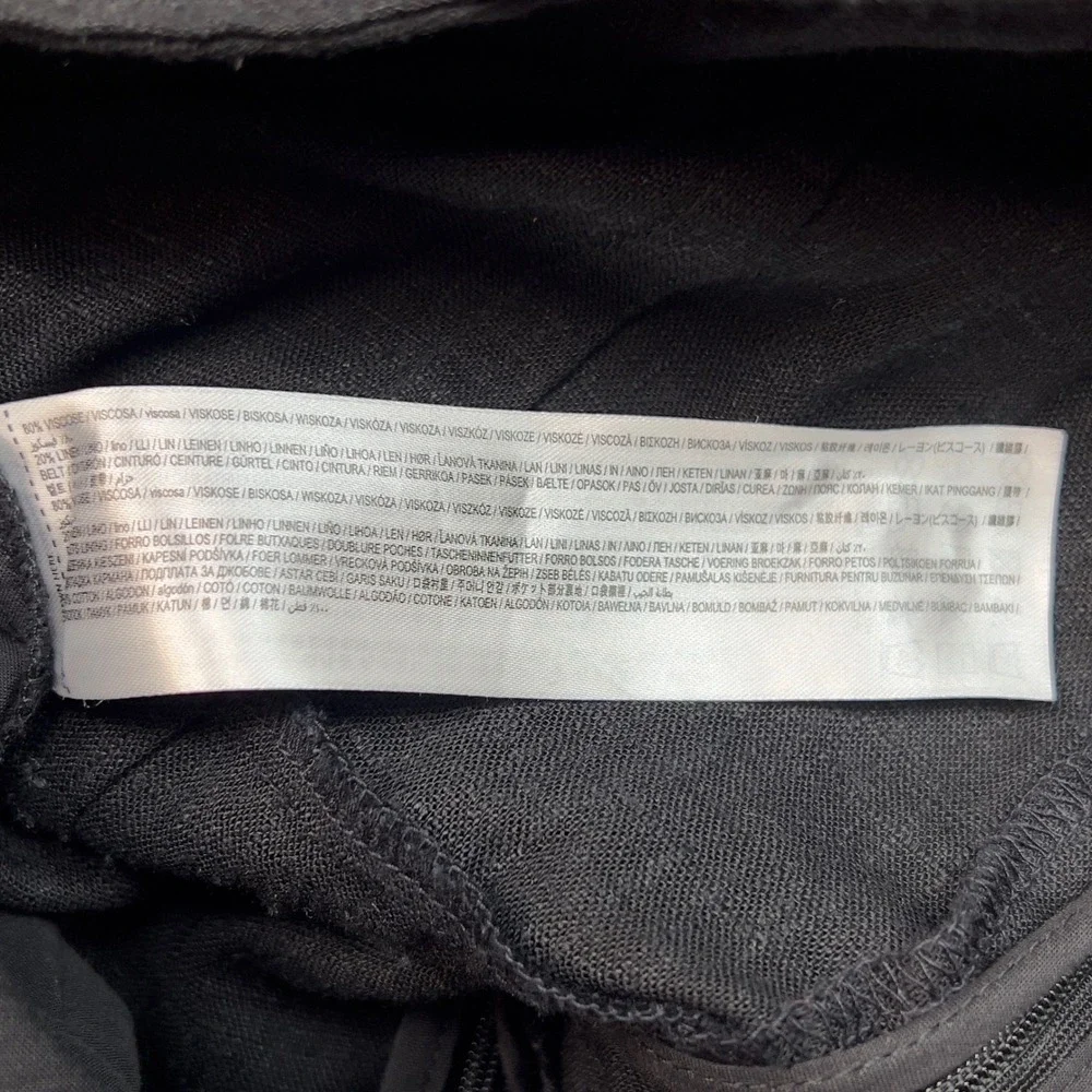 Mango MNG Halter Cross Front Jumpsuit Belted Black Linen Blend Size M Back Zip